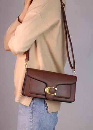 Шикарная женская сумка, в красивом коричневом цвете.  coach tabby  люкс на плече5 фото