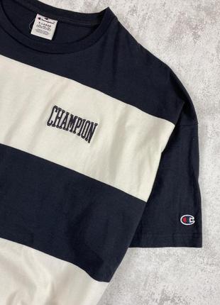 Champion oversize stripes: бело-синяя полоска и стильная вышивка2 фото