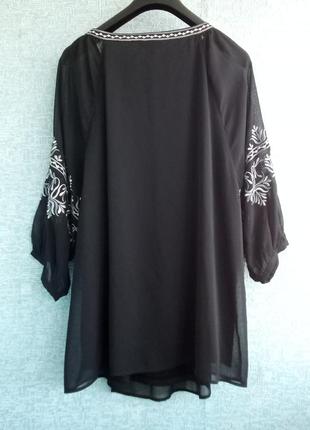 Новая изысканная длинная блуза с шелковой вышивкой батал бренда joanna hope3 фото