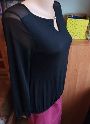Черная блузка с резинкой по низу и полупрозрачными рукавами wallis2 фото