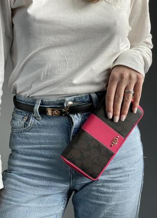 Гаманець coach round fastener long wallet signature brown жіночий на подарунок 14 лютого / 8 березня