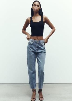 Джинси zara, джинси mom zara рівні, z1975 denim mom-fit high-waist jeans