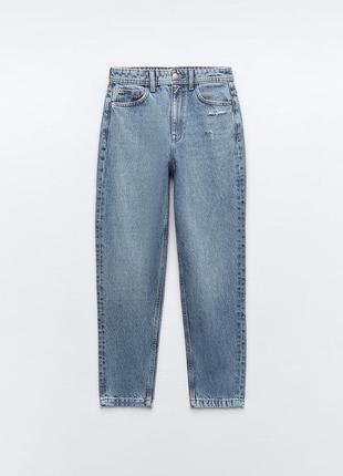 Джинсы zara, джинсы mom zara ровные, z1975 denim mom-fit high-waist jeans6 фото