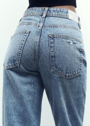 Джинсы zara, джинсы mom zara ровные, z1975 denim mom-fit high-waist jeans4 фото