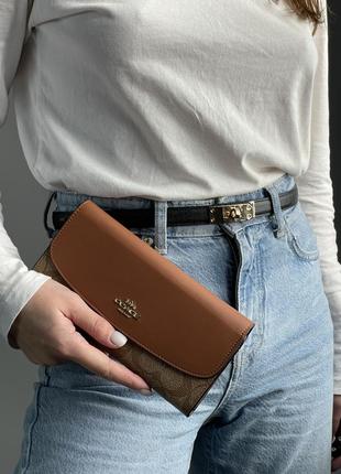 Гаманець coach signature pvc slim envelope wallet brown жіночий на подарунок 14 лютого / 8 березня1 фото