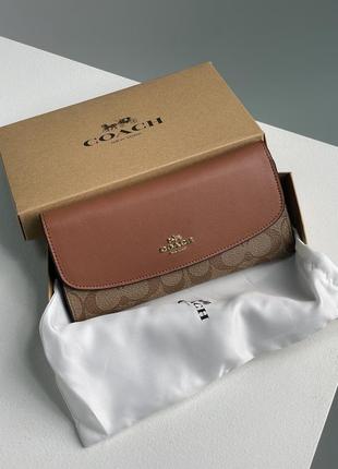 Гаманець coach signature pvc slim envelope wallet brown жіночий на подарунок 14 лютого / 8 березня9 фото