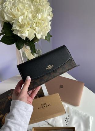 Кошелек coach signature pvc slim envelope wallet black женский на подарок 14 февраля / 8 марта