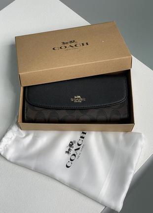 Гаманець coach signature pvc slim envelope wallet black жіночий на подарунок 14 лютого / 8 березня7 фото