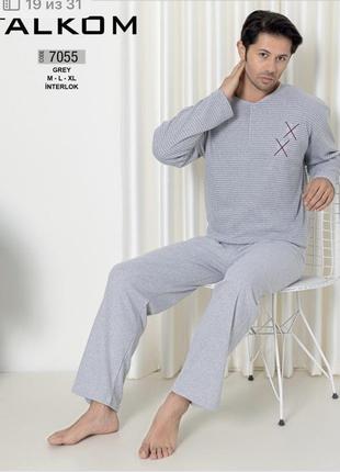 Серая мужская пижама/домашний костюм кофта и штаны 48-54 туречня3 фото