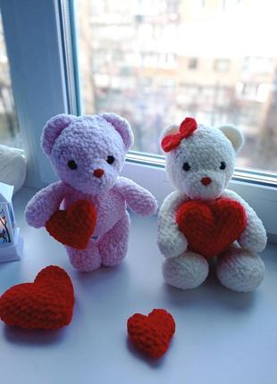 Мишка валентинка, плюшевый медведь