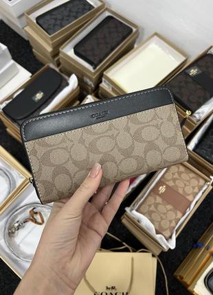 Гаманець  coach accordion wallet in signature canvas beig жіночий на подарунок 14 лютого / 8 березня7 фото