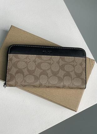 Гаманець  coach accordion wallet in signature canvas beig жіночий на подарунок 14 лютого / 8 березня2 фото