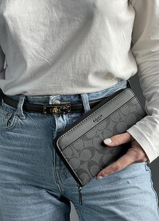 Гаманець  coach accordion wallet in signature canvas grey жіночий на подарунок 14 лютого / 8 березня