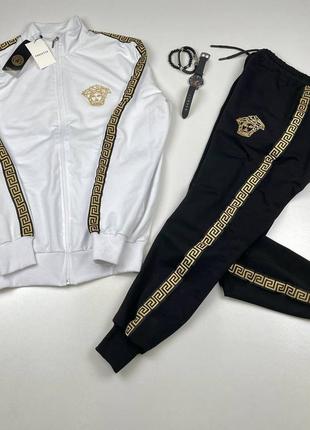 Костюм мужской кофта на молнии и штаны. черно-белый