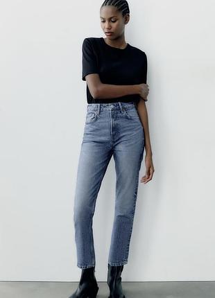 Джинсы zara, джинсы mom zara, high-waisted trf mom fit jeans zara