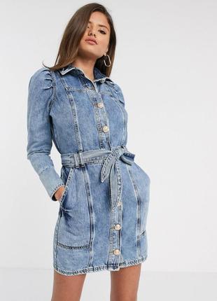 Платье джинсовое, платье с поясом river island, zara mango stradivarius