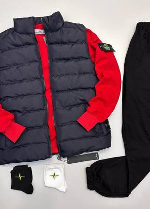 Набір: жилет (6 кольорів ) +світшот-штани stone island +
2 пари шкарпетки у подарунок!