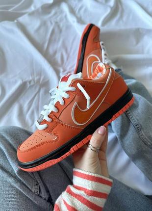 Женские оранжевые кожаные кроссовки в стиле nike sb dunk lobster low 🆕 найк сб данк
