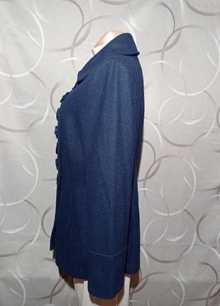 Напівпальто жіноче напівприталене темно синього кольору,металеві ґудзики,мілітарі стиль4 фото