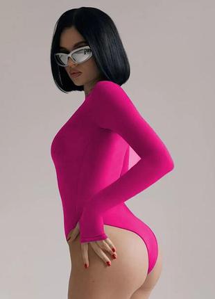 Боди женское базовое стрейчевое однотонное черное розовое малиновое синее повседневное...
