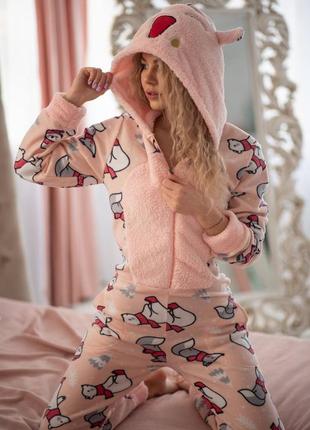 Піжама комбінезон з кишенею флісова / пижама комбинезон с карманом флисовая