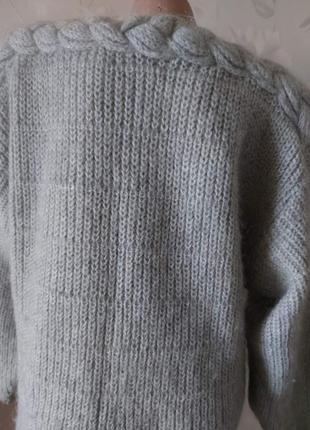 Шикарный мохеровый свитер удлиненный с воротником косичка, индия2 фото