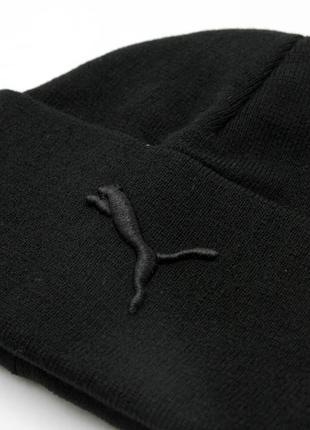 Шапка черная с черной вышивкой логотипа, спортивная демисезонная с отворотом one size3 фото