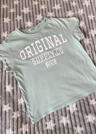 Женская футболка h&m оригинал бирюзовая 100% коттон цвет океана салатовая голубая1 фото