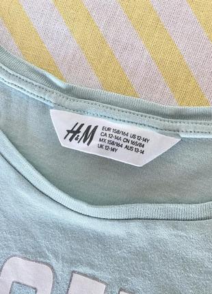 Бірюзова жіноча футболка h&m блакитна 100% коттон салатова колір океан оригінал4 фото