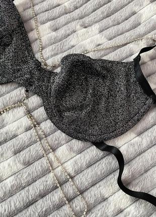 Женское белье блестящее чёрное серебристое яркое переливается красивое8 фото