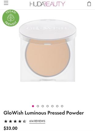 Переважена сяйна пудра huda beauty glowish luminous pressed powder 01 fair 10 г2 фото