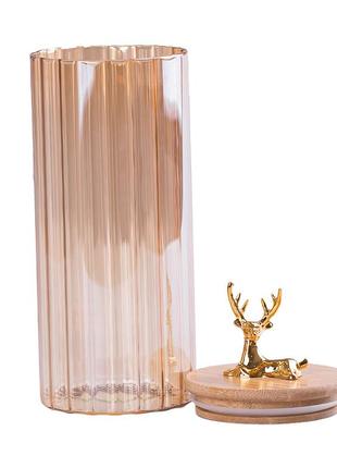 Банка для сыпучих продуктов стеклянная 1.1 л с бамбуковой крышкой