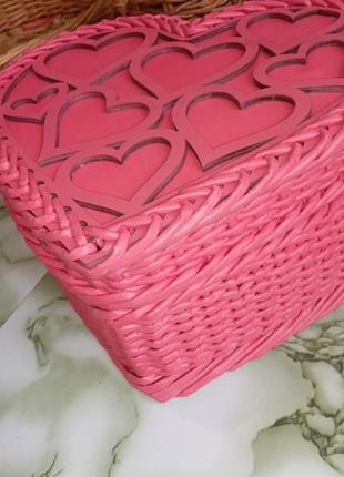 Подарочный плетеный ящик сердце ручной работы2 фото