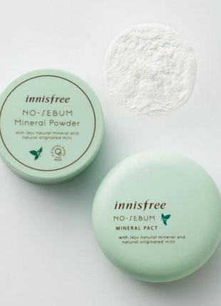 Безбарвна матувальна розсипчаста пудра для обличчя innisfree no sebum mineral powder, 5 г1 фото