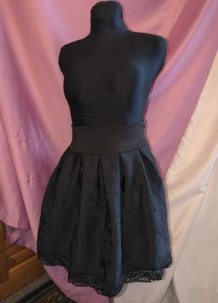 Черная плотная юбка1 фото