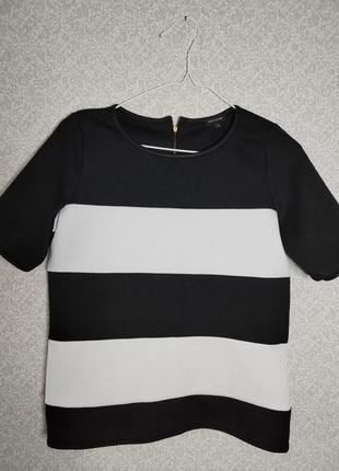 Полосатая футболка черно-белая1 фото