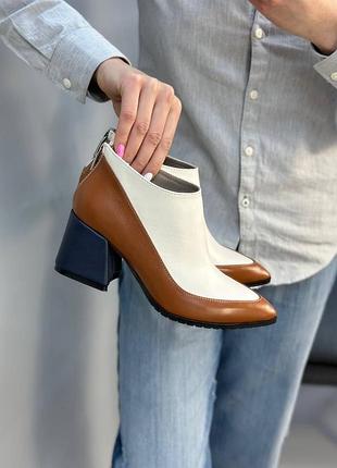 Екслюзивні ботильйони з італійської шкіри та замші жіночі на підборах