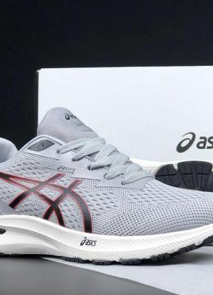 Asics gel-excite 10 світло-сірі з червоним кросівки чоловічі легкі весняні демісезонні демісезон низькі літні сітка текстиль асікс5 фото