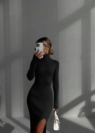 Платье женская длинная миди нарядное трикотажная повседневная черная бежевая коричневая теплая весенняя на1 фото