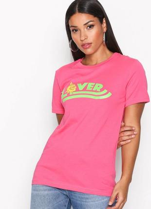 Стильна жіноча футболка diesel оригінал, яскрава футболка з принтом, рожева котонова футболка1 фото