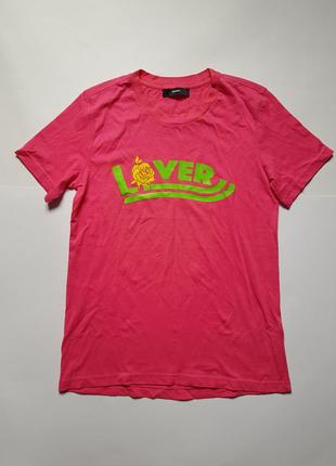 Стильна жіноча футболка diesel оригінал, яскрава футболка з принтом, рожева котонова футболка6 фото