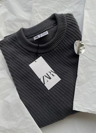 Хлопковый свитер с диагональной текстурой zara &lt;unk&gt; 3597/315 🖇️ в наличии м6 фото