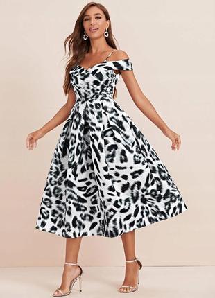 Сукня леопард сатин в стилі 50х