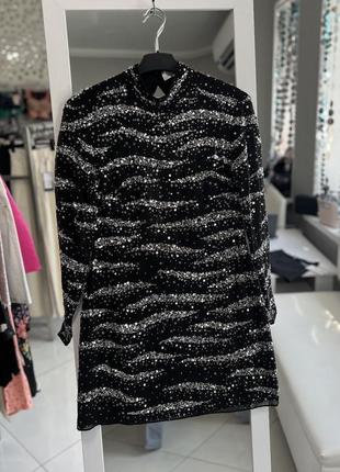 Чорна сукня в паєтки top shop, розмір l5 фото