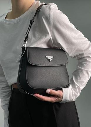 Женская сумка prada cleo brushed leather mini bag black6 фото