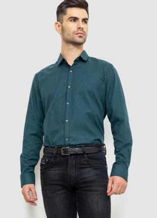 Рубашка мужская в клеку байковая, цвет зелено-синий, 214r99-33-0221 фото