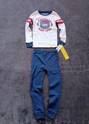 Пижама для мальчика carter's белая кофта и синие брюки с мячом футбол на 5 лет рост 104-110 см2 фото