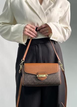 Жіноча сумка michael kors fleur small convertible crossbody bag brown коричнева