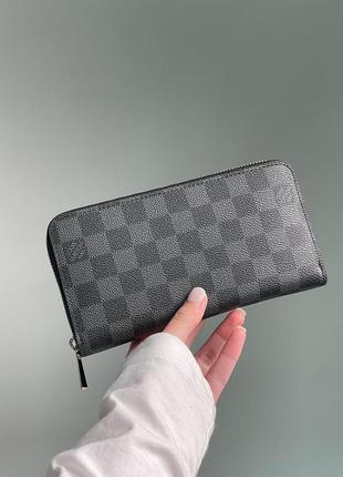 Кошелек женский черный louis vuitton zippy wallet damier grey (арт: 88141)3 фото