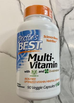 Мультивитаминный комплекс doctor's best, multi-vitamin with  d3 and quatrefolic, iron free, 90шт